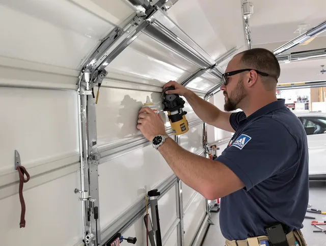 Avon Garage Door Repair technician quieting a noisy garage door in Avon