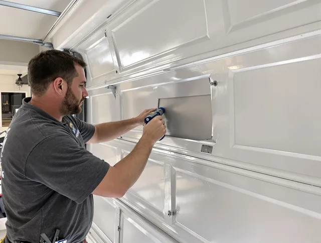 Garage door panel repair by Avon Garage Door Repair in Avon